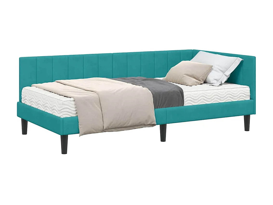 Estructura de cama en esquina Tuquesa 90 x 200 cm Terciopelo