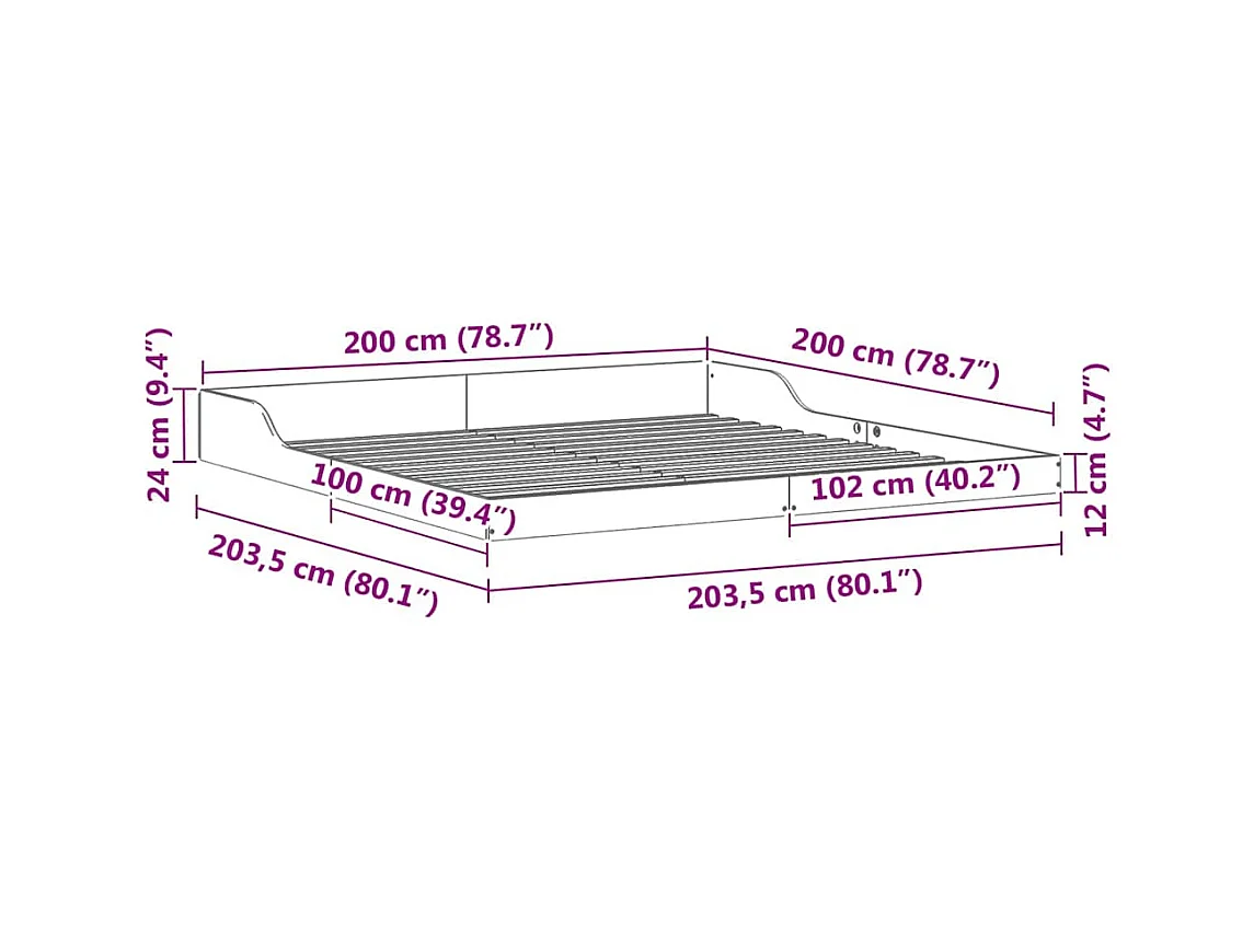 Estrutura da Cama Castanho-mel 200 x 200 cm