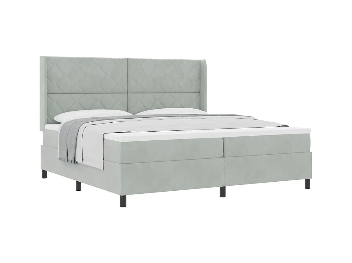 Cama tipo Box Spring Gris claro 200 x 200 cm Terciopelo