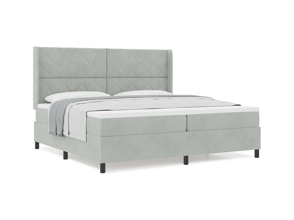 Cama tipo Box Spring Gris claro 200 x 200 cm Terciopelo