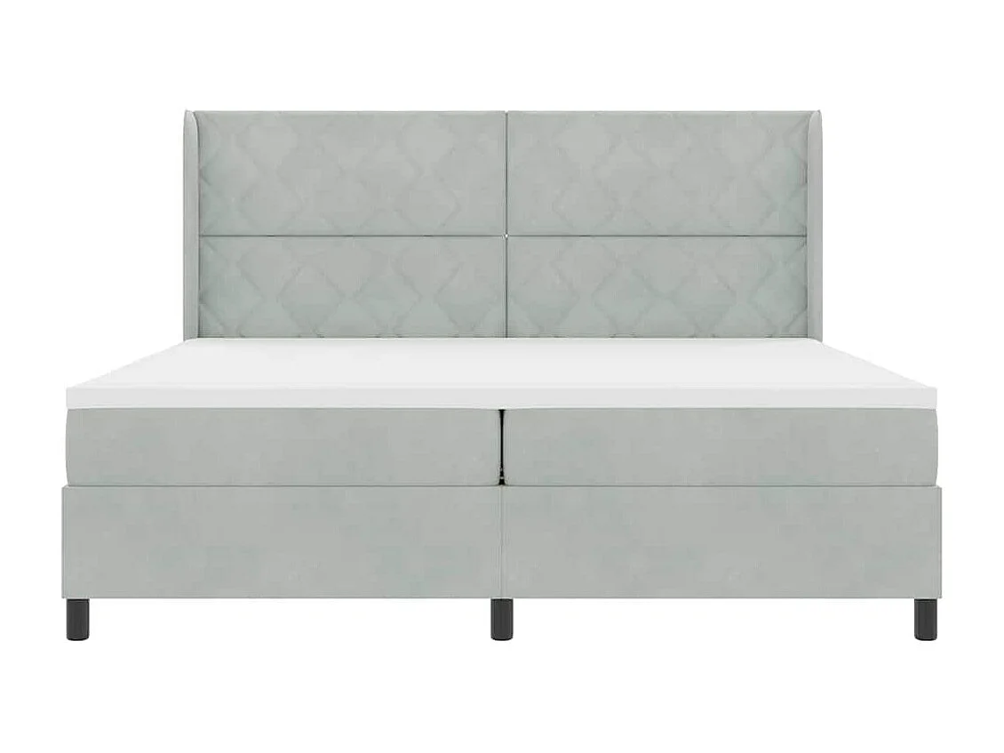Cama tipo Box Spring Gris claro 200 x 200 cm Terciopelo