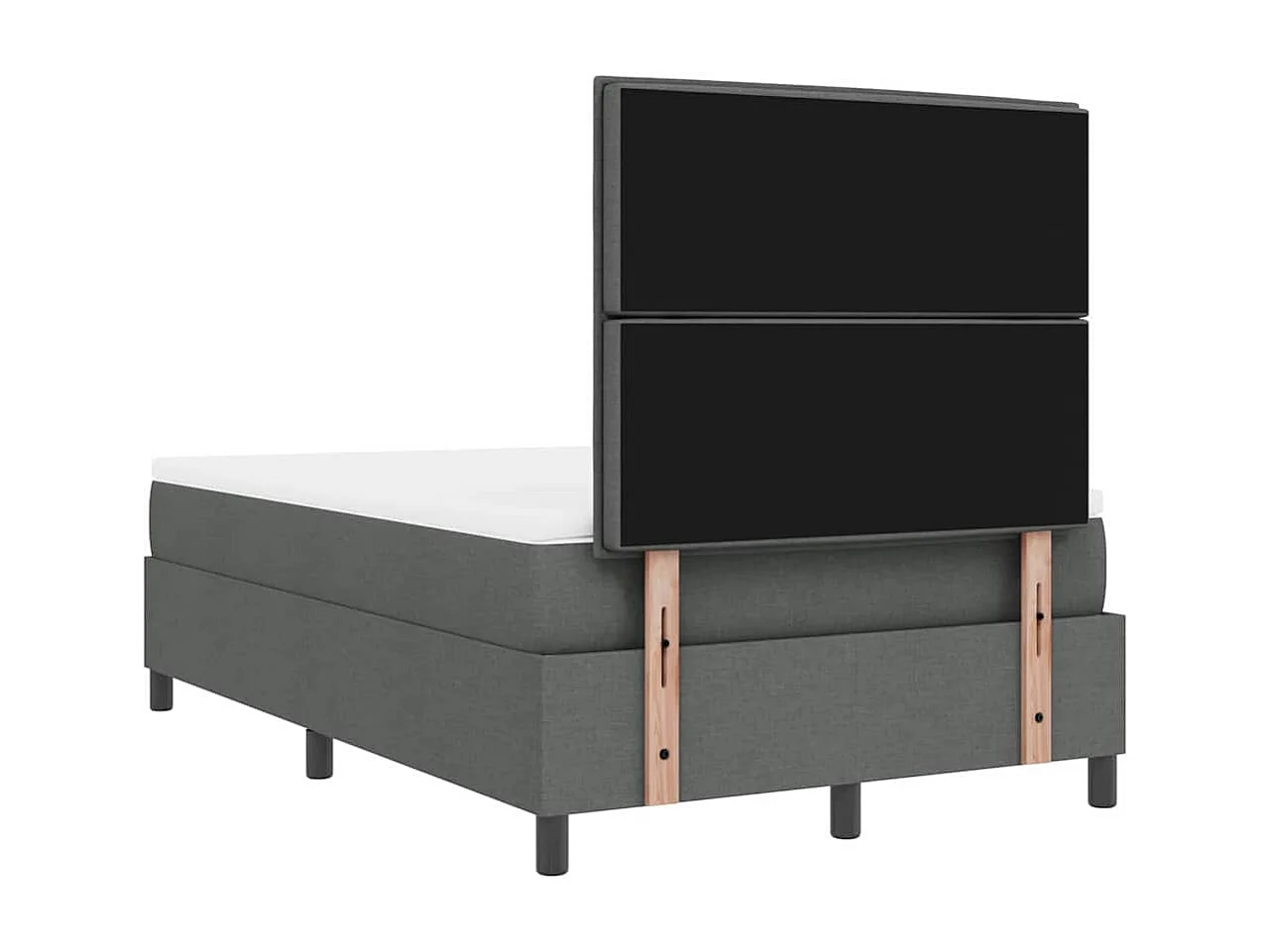 Cama tipo Box Spring con colchón Gris oscuro 120 x 200 cm tela