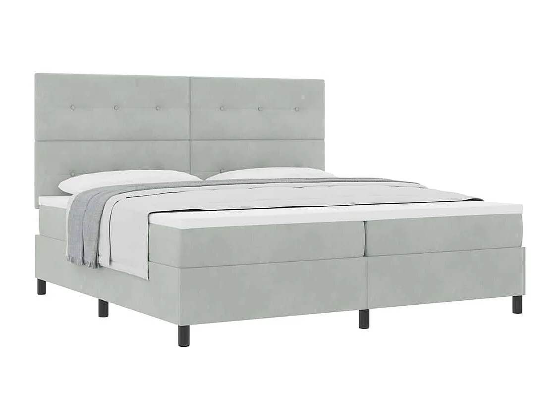 Cadre de lit avec matelas Gris clair 200 x 200 cm Velours