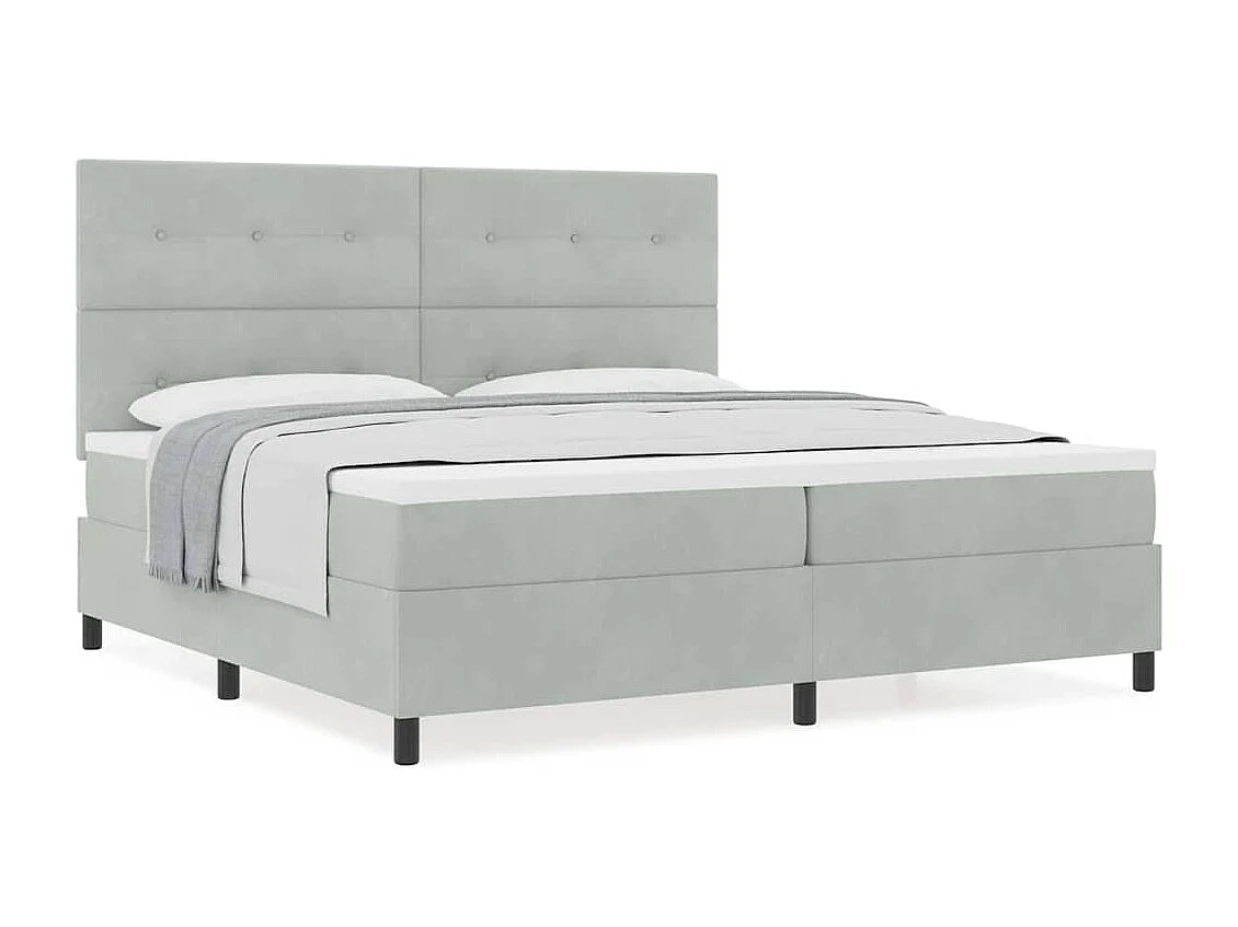Cadre de lit avec matelas Gris clair 200 x 200 cm Velours