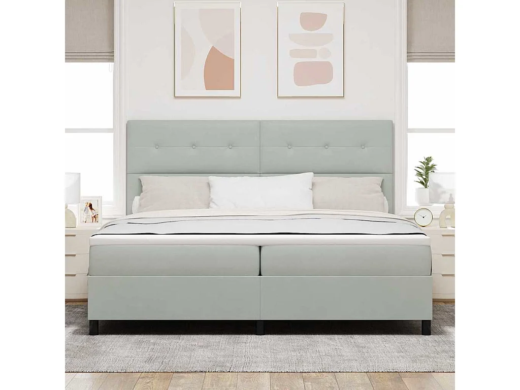 Cadre de lit avec matelas Gris clair 200 x 200 cm Velours