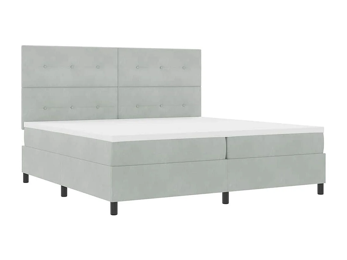 Cadre de lit avec matelas Gris clair 200 x 200 cm Velours