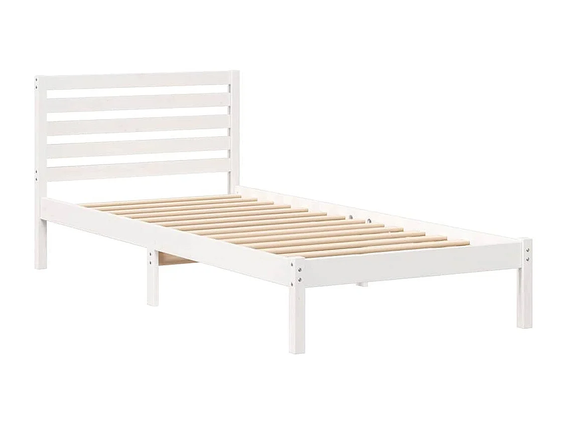Bedframe met hoofdeinde Wit 90 x 210 cm Massief grenenhout