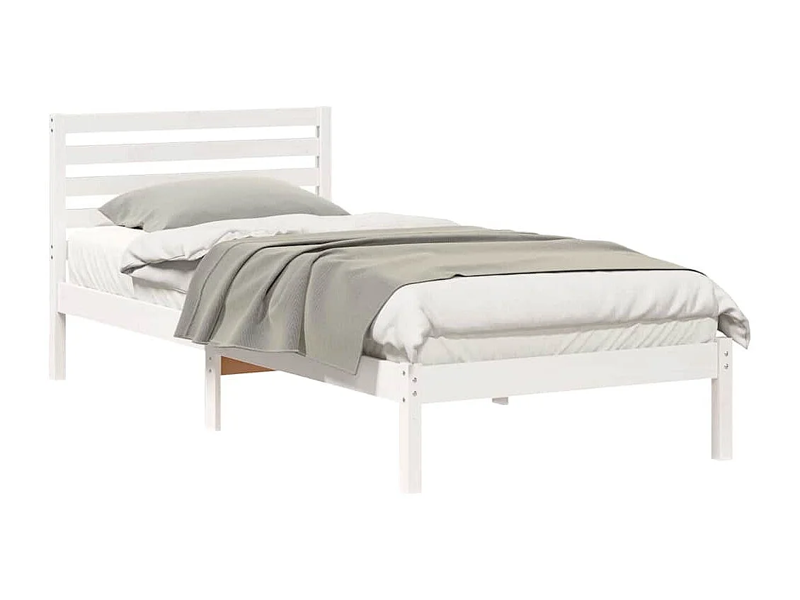 Bedframe met hoofdeinde Wit 90 x 210 cm Massief grenenhout
