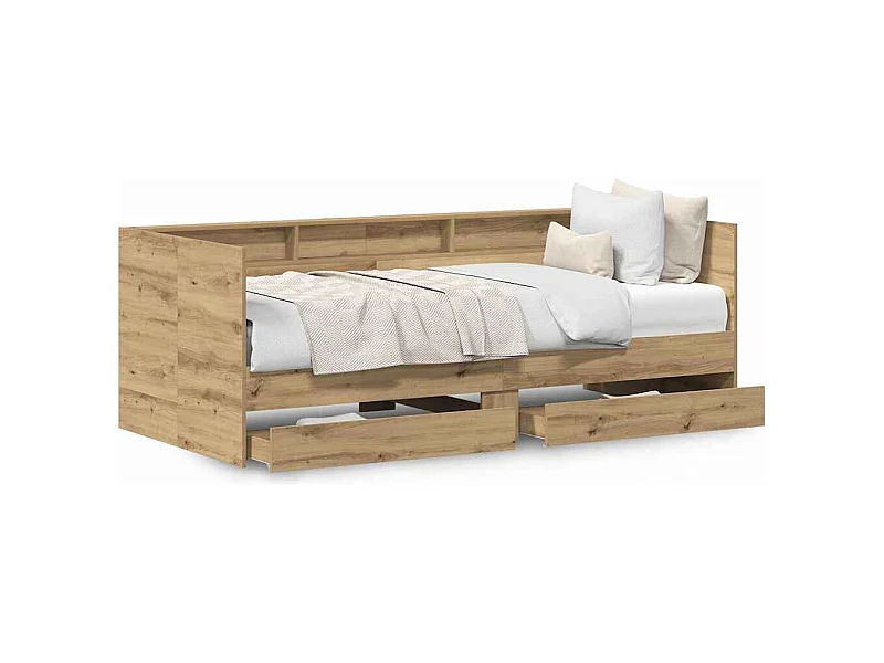 Dagbed Frame met Laden artisanaal eikenkleurig 75 x 190 cm