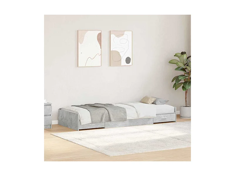 Estrado de cama com arrumação Cinzento 90 x 200 cm Madeira processada