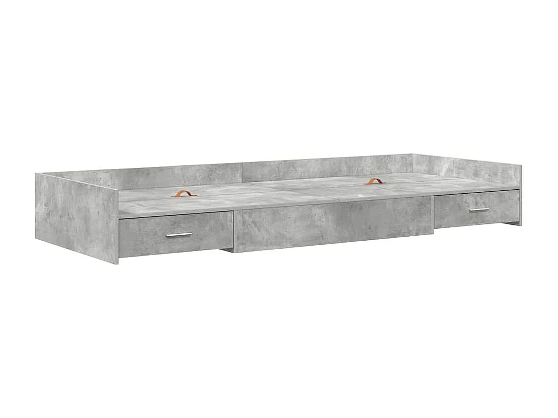 Cadre de lit avec rangement Gris béton 90 x 200 cm Bois d'ingénierie