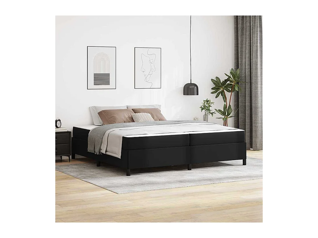 Bedframe met matras met matras Zwart 200 x 200 cm Kunstleer