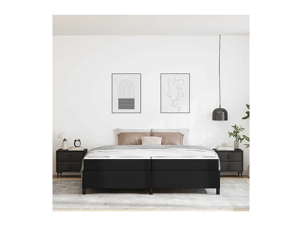Bedframe met matras met matras Zwart 200 x 200 cm Kunstleer