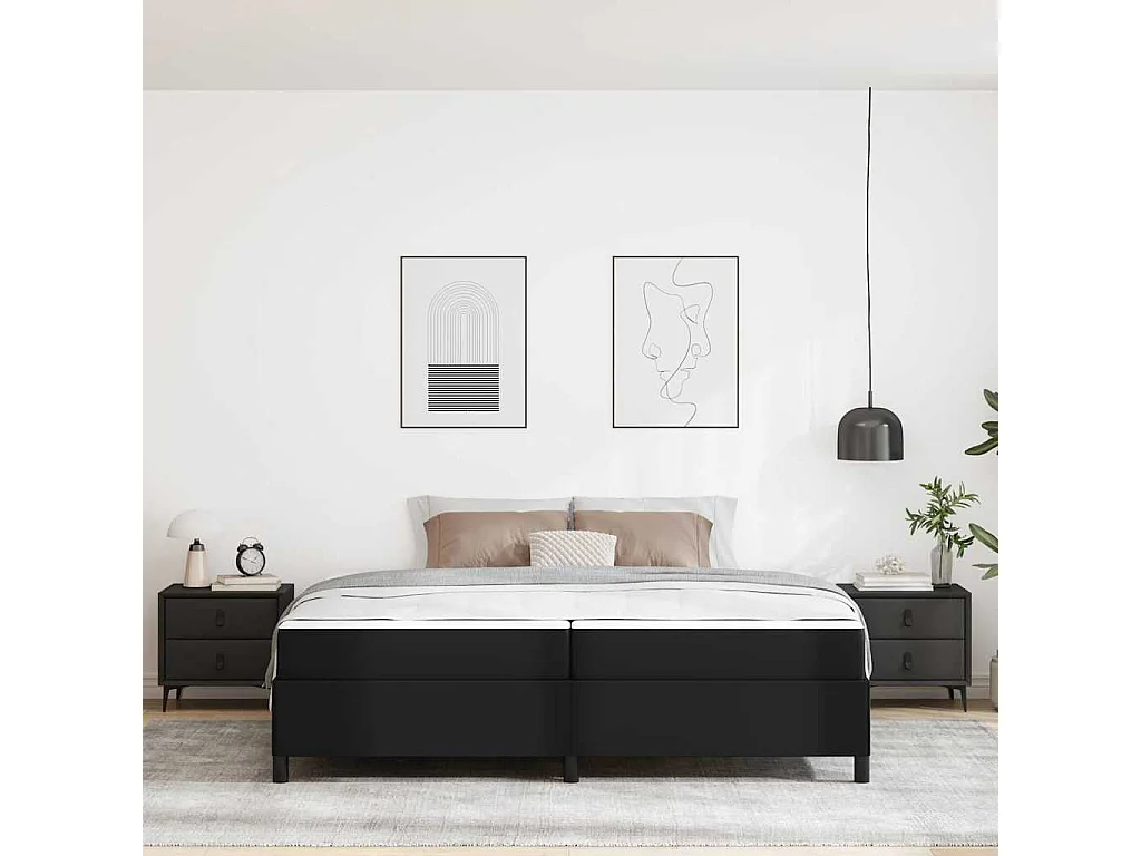 Cadre de lit avec matelas Noir 200 x 200 cm Faux cuir