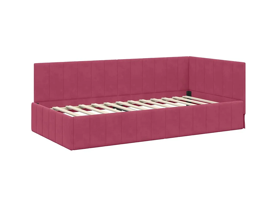 Cadre de lit d'angle Rouge bordeaux 90 x 200 cm Velours