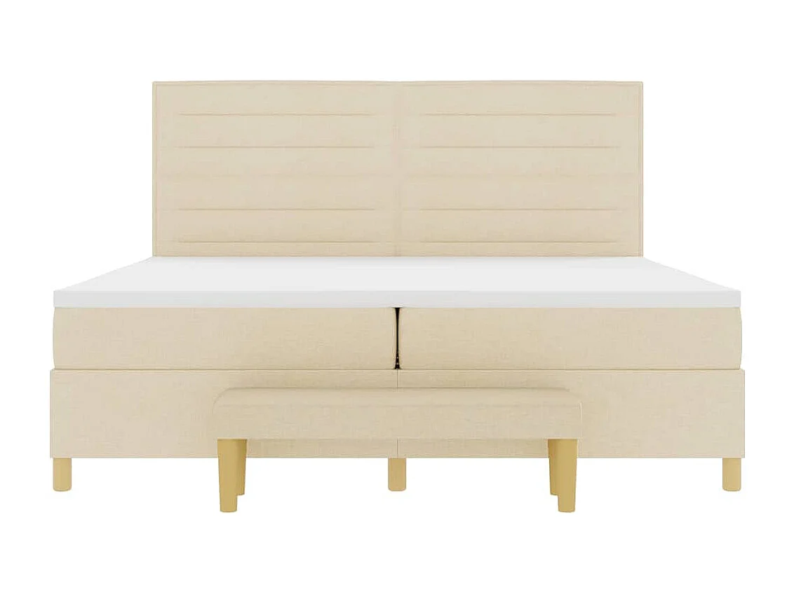 Cama tipo Box Spring con colchón Crema 200 x 200 cm tela