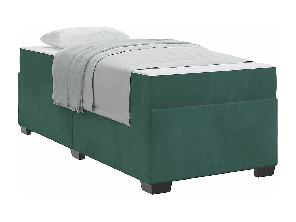 Estrutura de cama com colchão Verde-escuro 80 x 200 cm Veludo