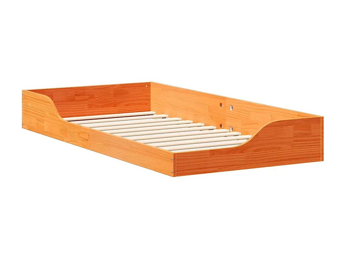 Estrutura de cama de chão Castanho-mel 90 x 190 cm