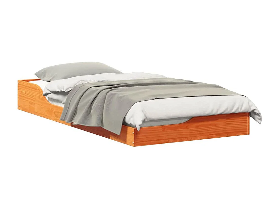 Estrutura de cama de chão Castanho-mel 90 x 190 cm