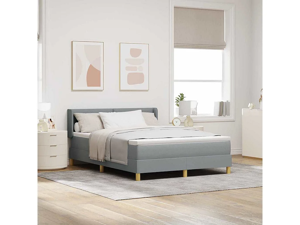 Cadre de lit avec matelas Gris clair 140 x 200 cm tissu