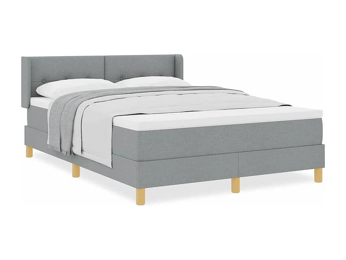 Cadre de lit avec matelas Gris clair 140 x 200 cm tissu