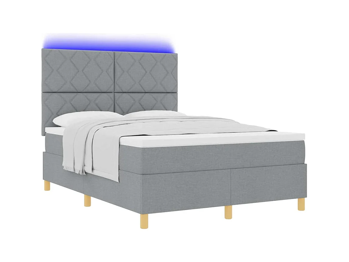 Cadre de lit avec matelas Gris clair 140 x 190 cm tissu
