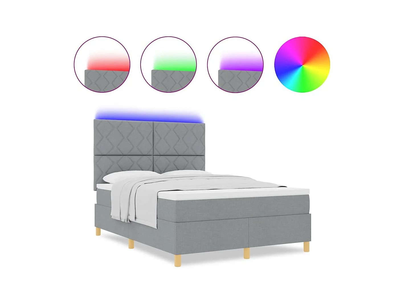 Cadre de lit avec matelas Gris clair 140 x 190 cm tissu