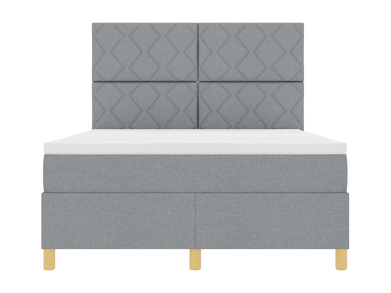 Cadre de lit avec matelas Gris clair 140 x 190 cm tissu