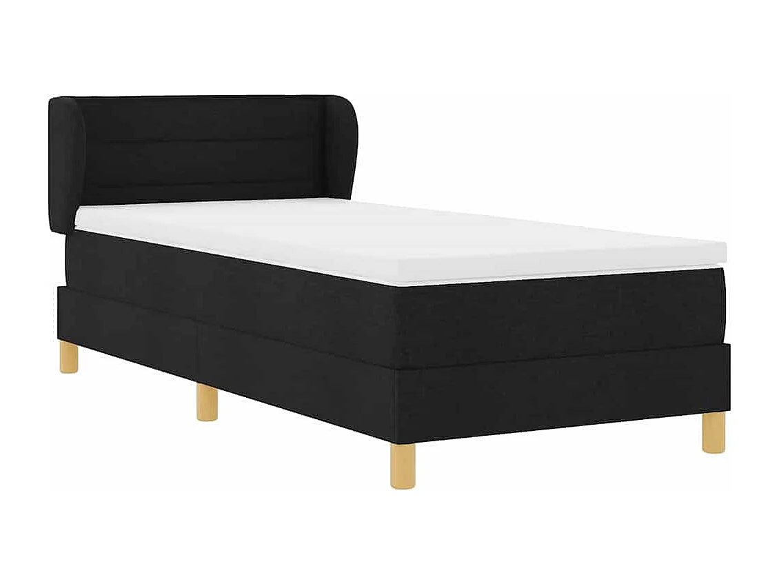 Cadre de lit avec Matelas Crème 90x200 cm Tissu Noir
