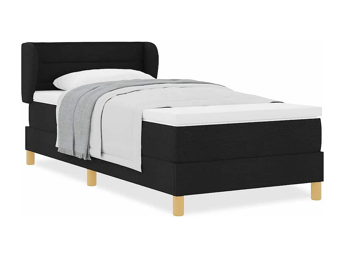 Cadre de lit avec Matelas Crème 90x200 cm Tissu Noir