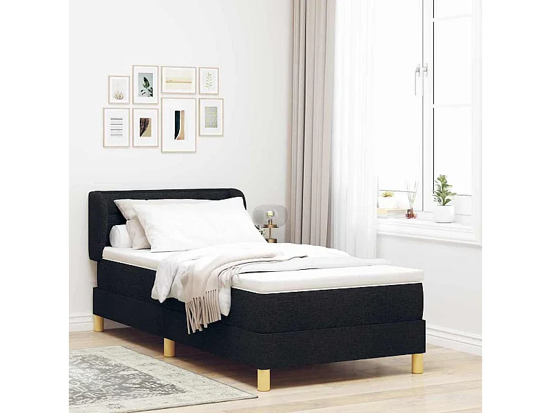 Cama Box com Colchão Creme 90x200 cm Fabrico Preto 100 x 200 cm