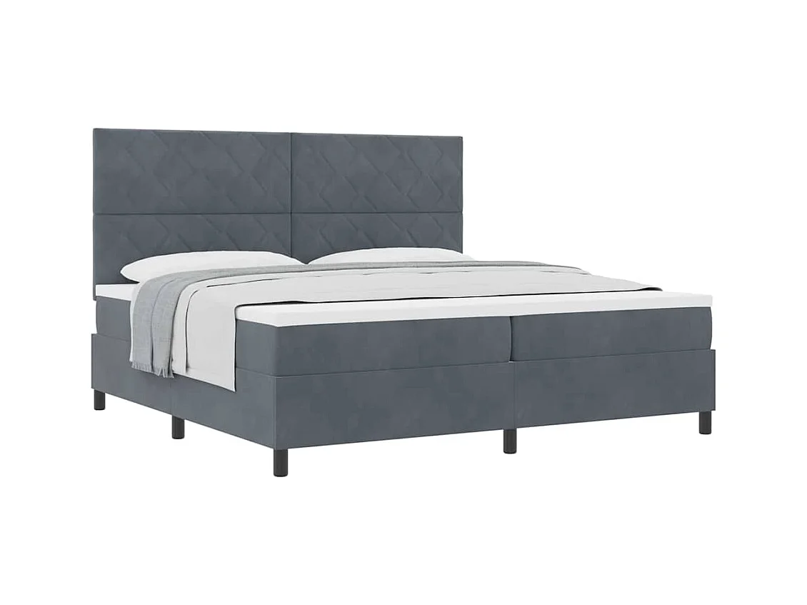 Cadre de lit avec matelas Gris foncé 200 x 200 cm Velours