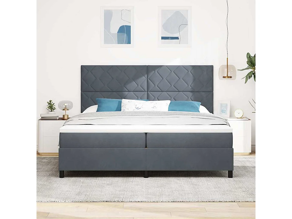 Cama tipo Box Spring Gris oscuro 200 x 200 cm Terciopelo