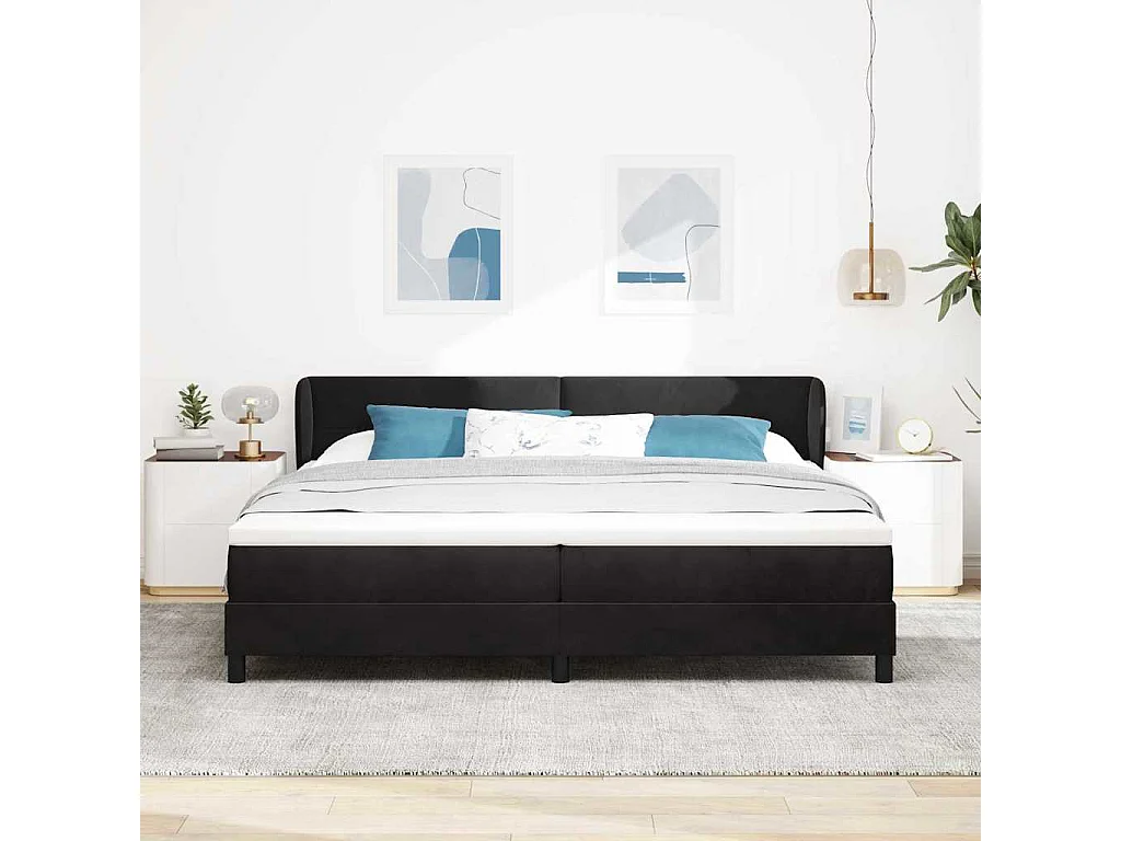 Cadre de lit avec matelas gris foncé 80x200 cm en velours