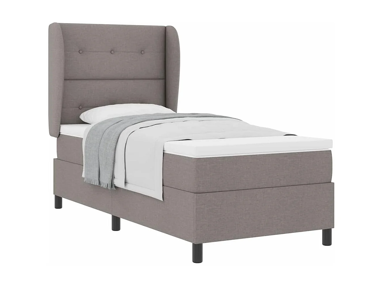 Cama tipo Box Spring con colchón Taupé 90 x 190 cm tela