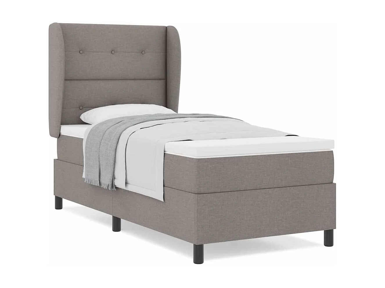 Cama tipo Box Spring con colchón Taupé 90 x 190 cm tela