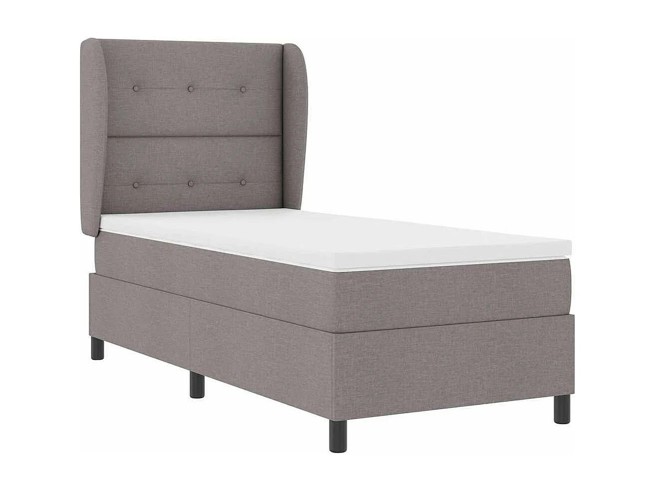 Cama tipo Box Spring con colchón Taupé 90 x 190 cm tela