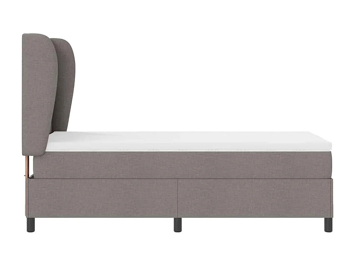 Cama tipo Box Spring con colchón Taupé 90 x 190 cm tela