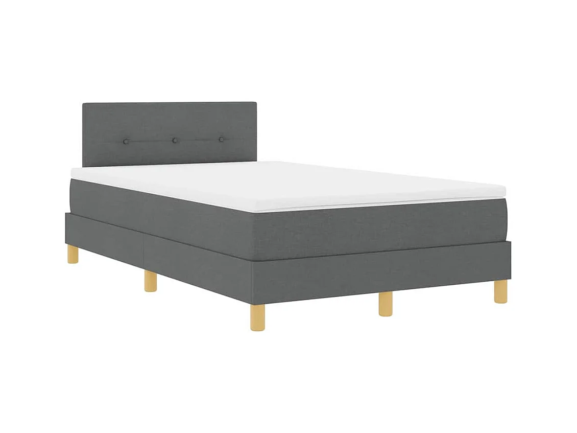 Cadre de lit avec matelas Gris foncé 120 x 200 cm tissu