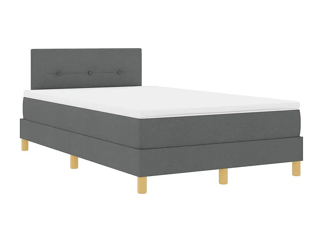 Cadre de lit avec matelas Gris foncé 120 x 200 cm tissu