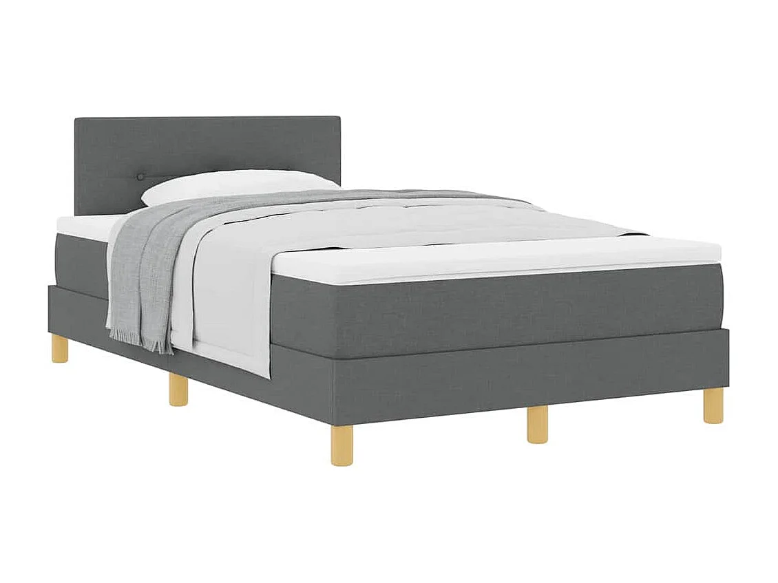Cadre de lit avec matelas Gris foncé 120 x 200 cm tissu