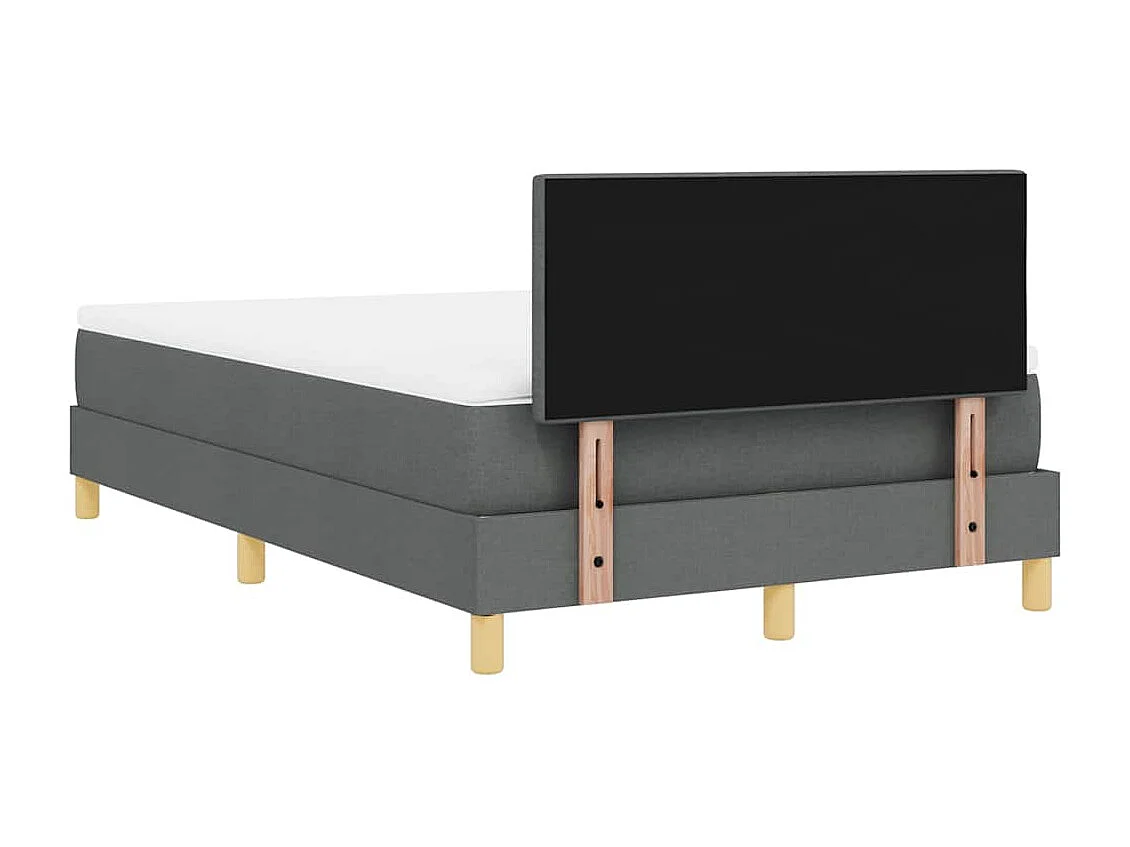 Cadre de lit avec matelas Gris foncé 120 x 200 cm tissu
