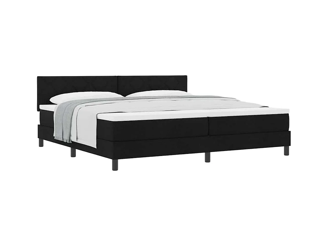 Cadre de lit avec matelas avec matelas Noir 200 x 200 cm tissu