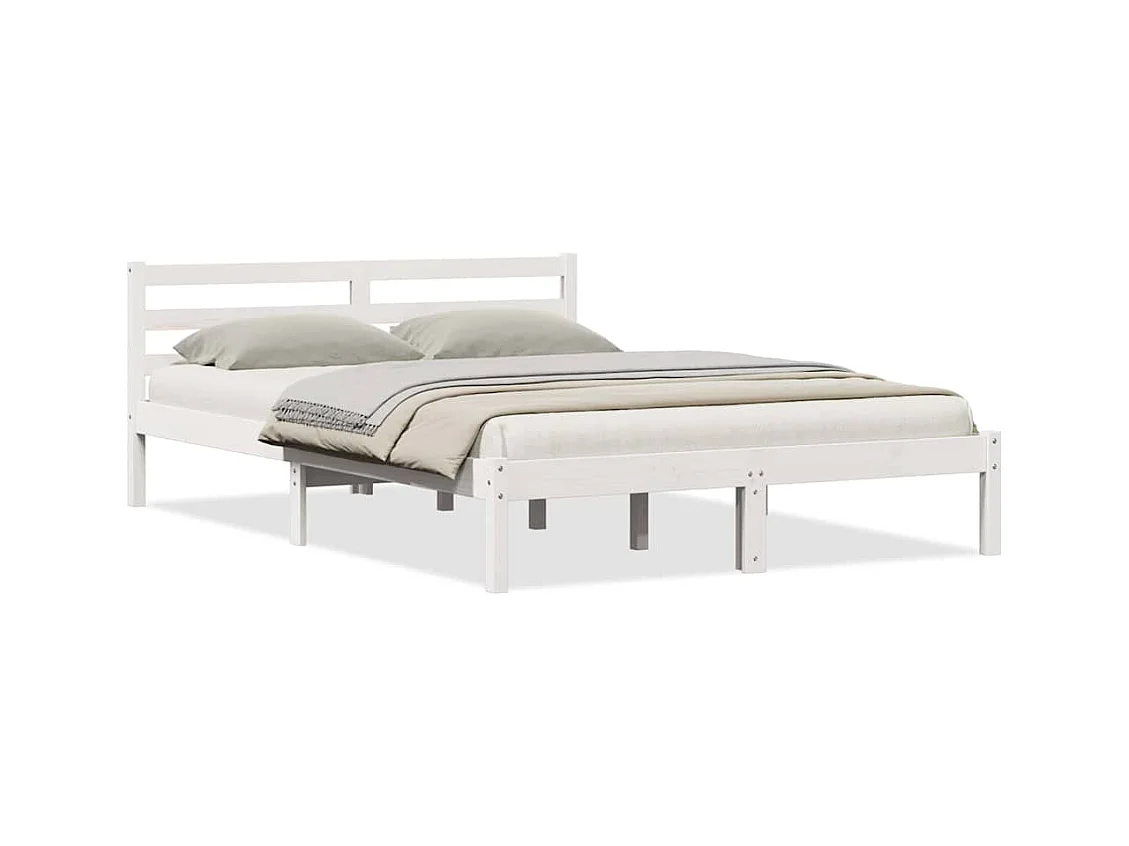 Cadre de lit Blanc 210 x 160 cm Bois massif en pin