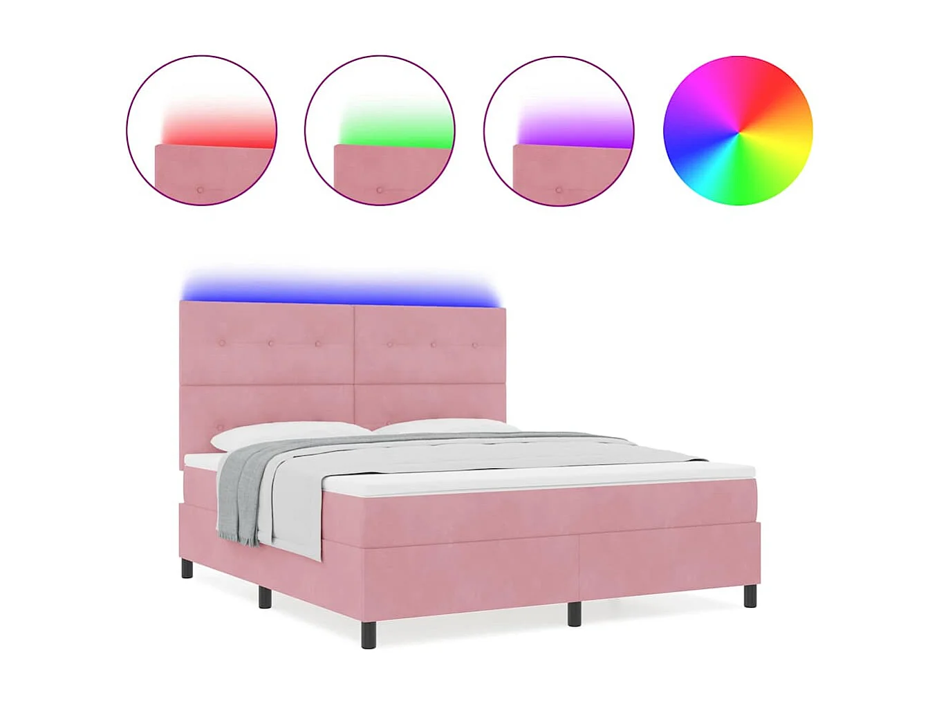 Cadre de lit avec matelas Rose 180 x 200 cm Velours