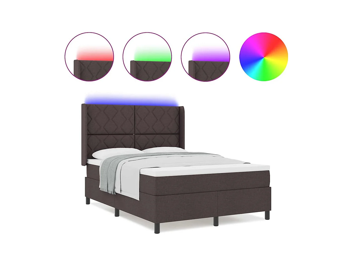 Cama Box com colchão Castanho escuro 140 x 200 cm tecido