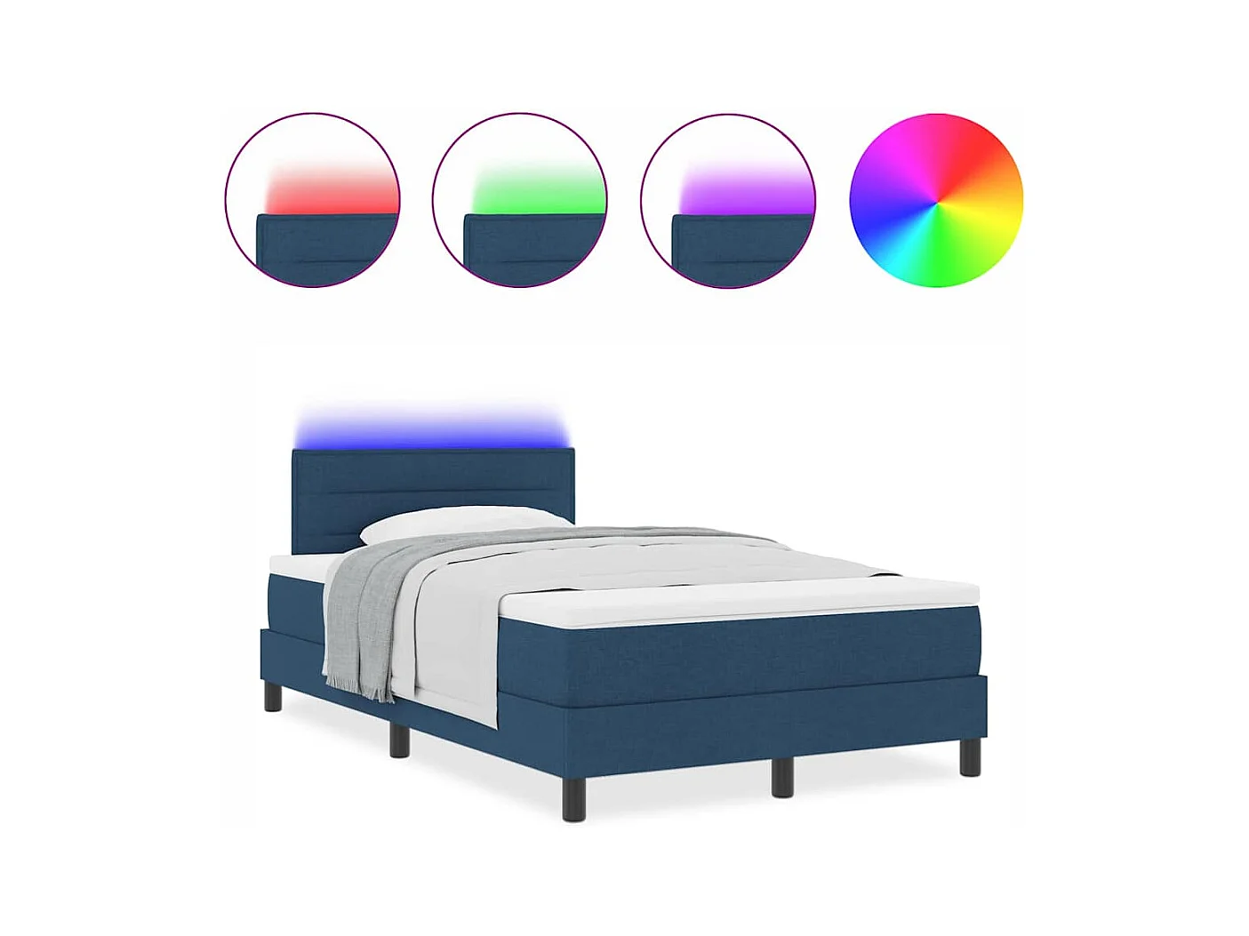 Cadre de lit avec matelas Bleu 120 x 190 cm tissu