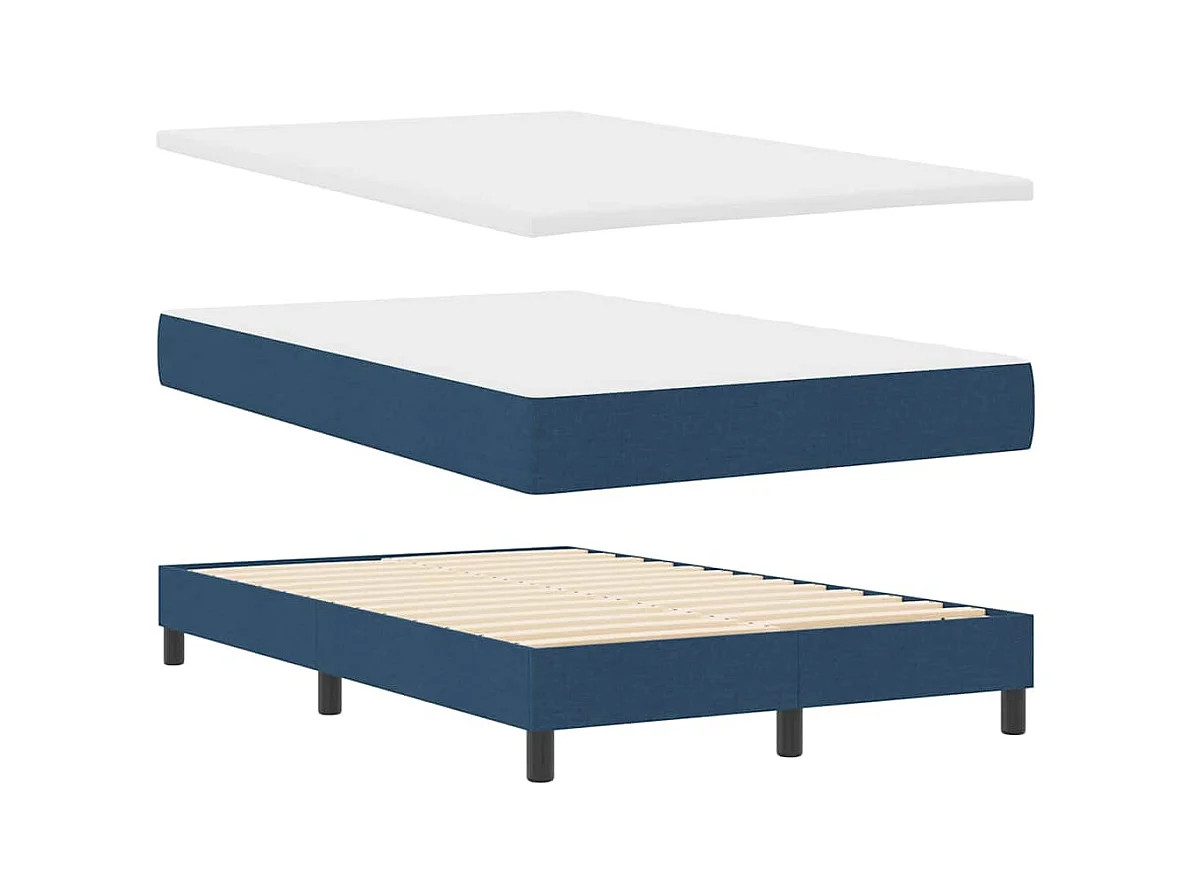 Cadre de lit avec matelas Bleu 120 x 190 cm tissu
