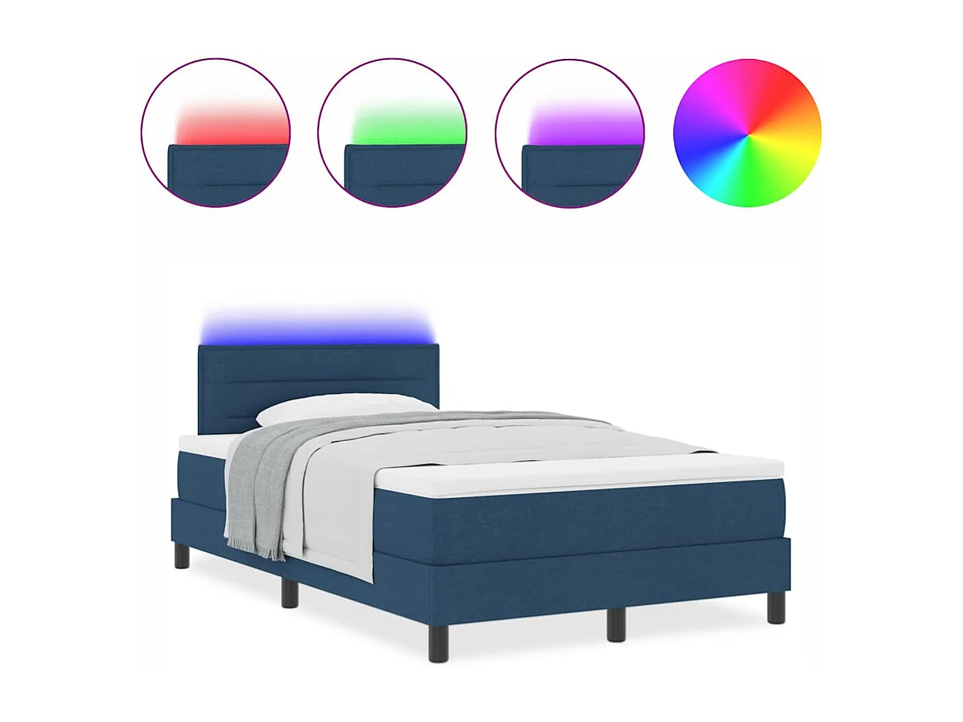 Cama tipo Box Spring con colchón Azul 120 x 190 cm tela