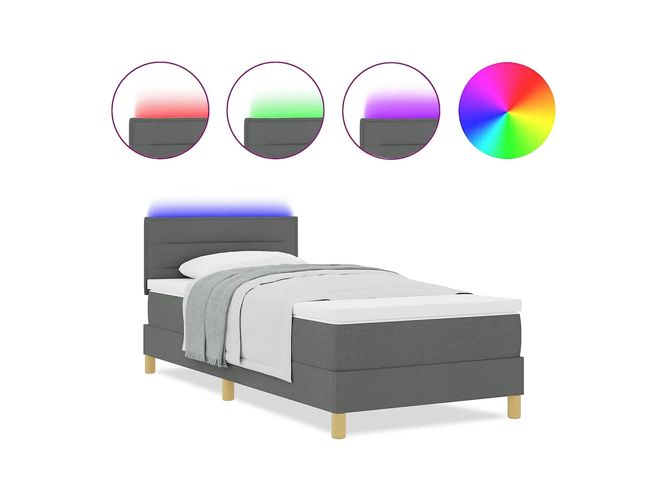 Cama Box com colchão Cinzento escuro 90 x 200 cm tecido